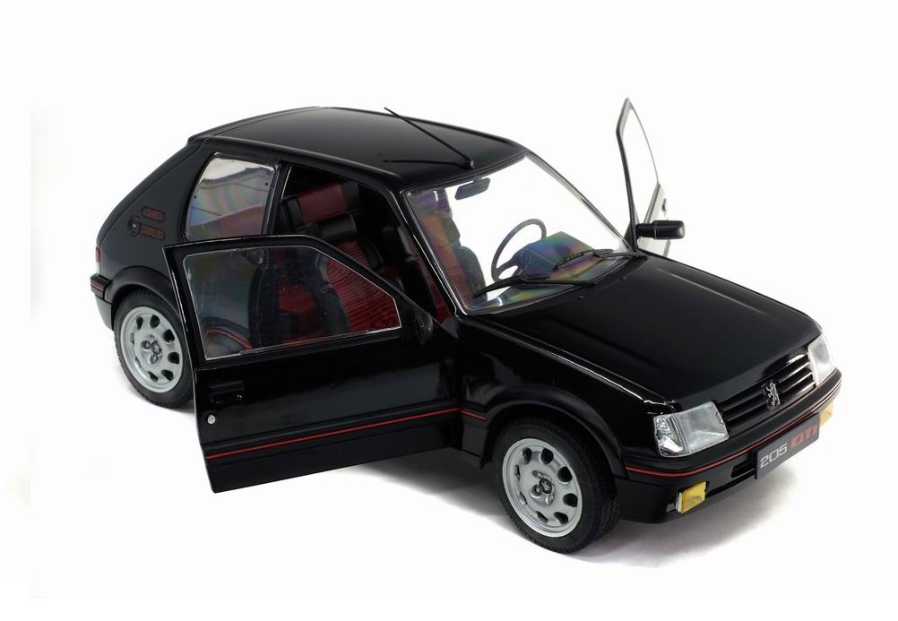 Voiture Miniature PEUGEOT 205GTI 1.9L MK 2 de 1990 Noir Onyxe Solido 1/18