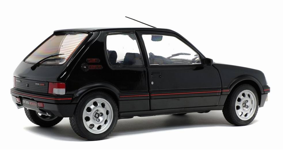 Voiture Miniature PEUGEOT 205 GTI 1.9L MK 2 de 1990 Noir Onyx Solido 1/18