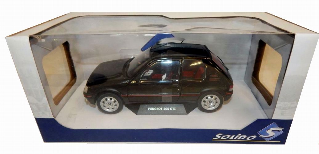 Voiture Miniature PEUGEOT 205GTI 1.9L MK 2 de 1990 Noir Onyxe Solido 1/18