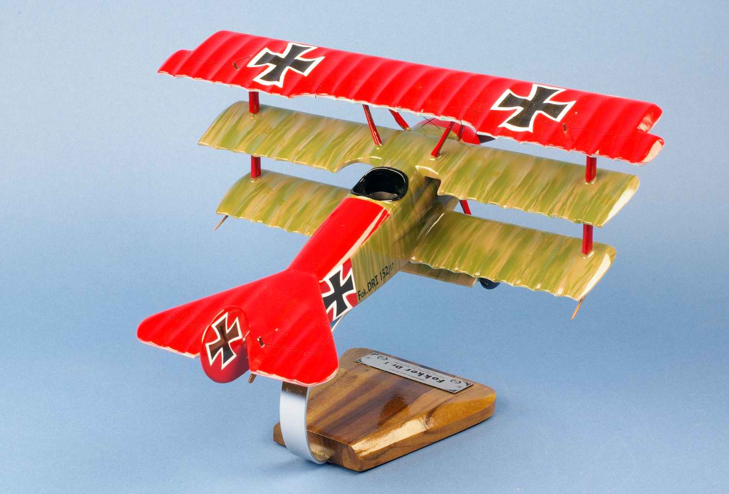 Maquette Bois Métal Avion de Chasse Fokker Dr.I Baron Rouge