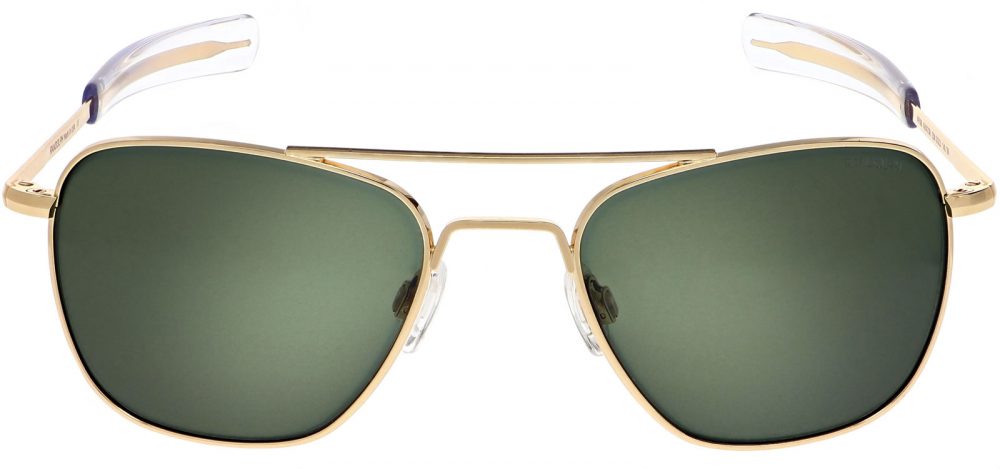 LUNETTES DE SOLEIL aviateur monture or verre vert Randolph