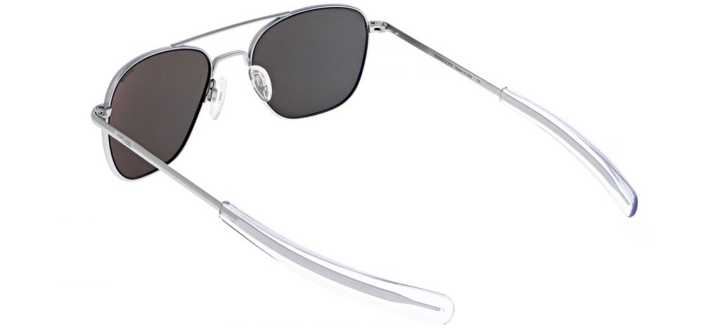 LUNETTES DE SOLEIL US NAVY aviator monture Chrome Argent Mat verre gris Randolph