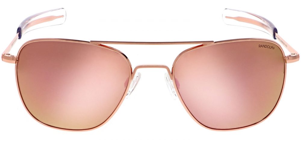 LUNETTES DE SOLEIL aviateur monture or rose flash miroir verre or rose Randolph