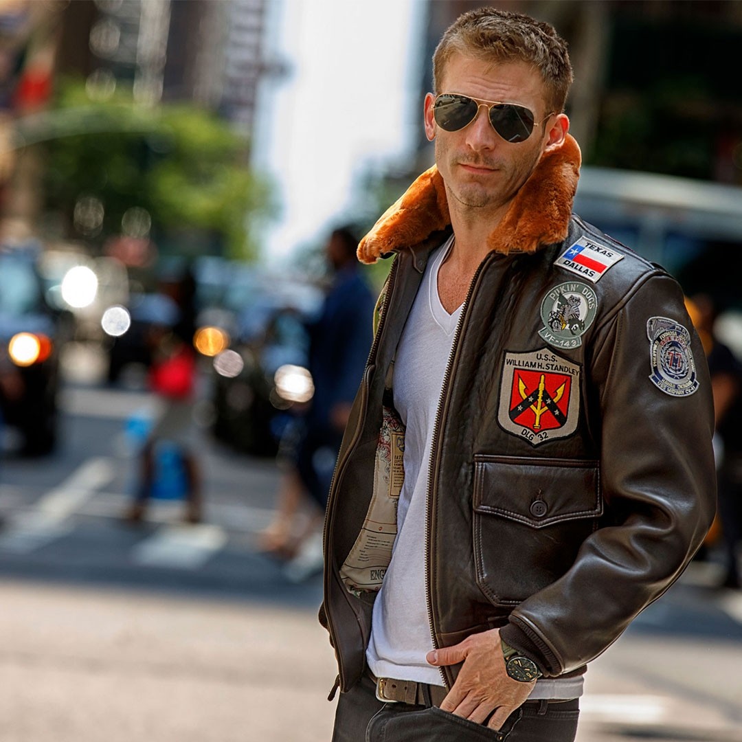 Blouson Aviateur En Cuir Top Gun NAVY G 1 COCKPIT USA ex AVIREX