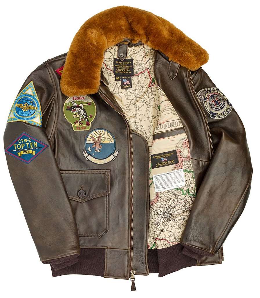 Blouson Aviateur En Cuir Top Gun NAVY G 1 COCKPIT USA ex AVIREX