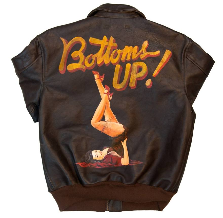 blouson cuir Pin up 40ème anniversaire A-2 Bottoms Up