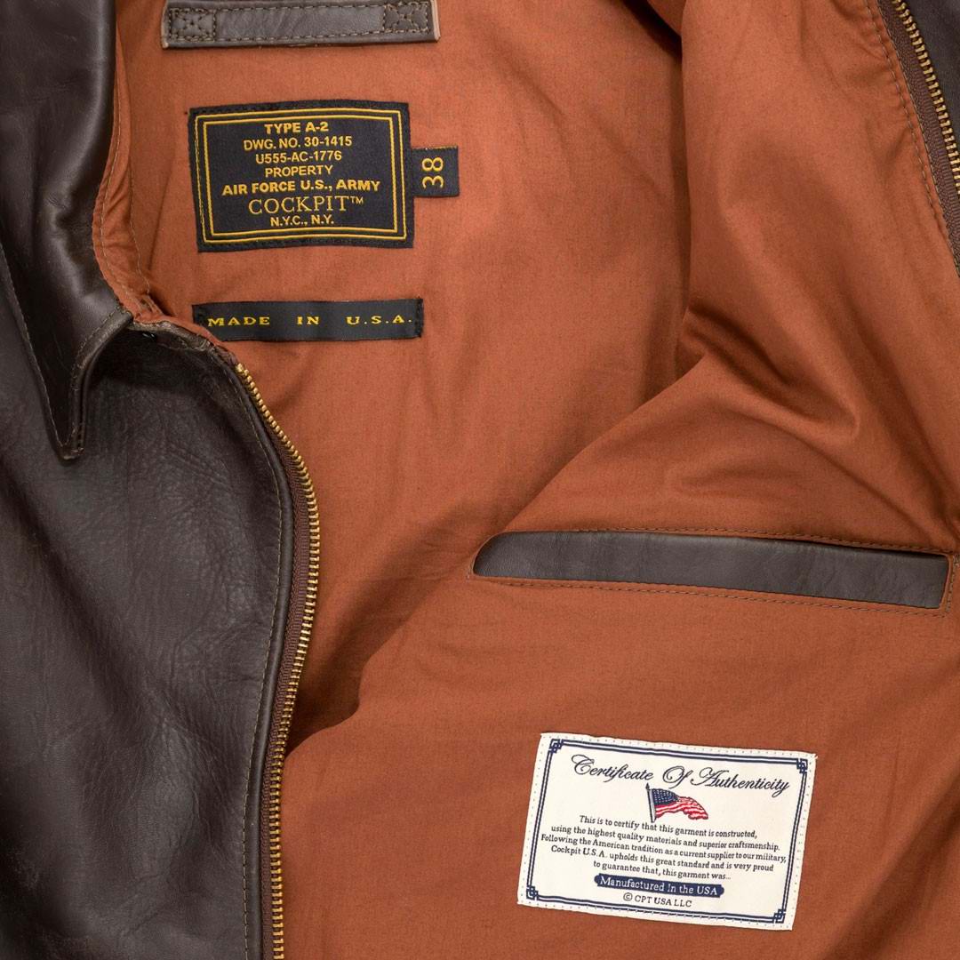 Blouson A2 cuir de cheval WWII 2ème guerre mondiale 40 Anniversaire Cockpit USA Avirex