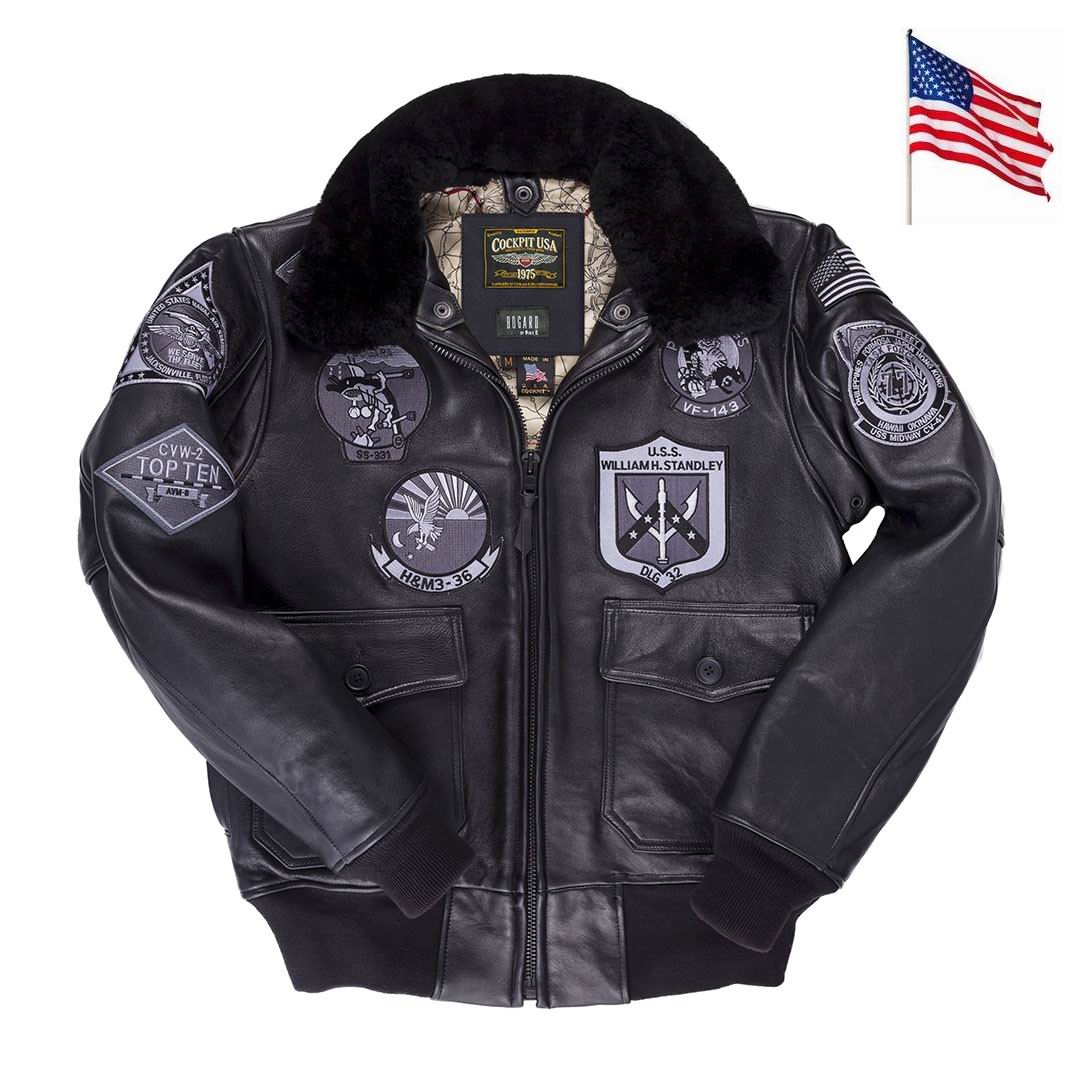 Veste pilote aviateur en cuir Top Gun NAVY Bogard by Mike B G1 AVIREX