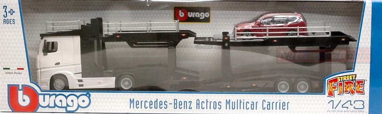 Camion MERCEDES Actros transport autos en Métal Avec Remorque Porte Voitures 1/43 FORD Focus en Métal 1/43