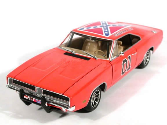 Voiture Dodge Charger 1969 de la série Shérif fais-moi peur en métal au 1/18