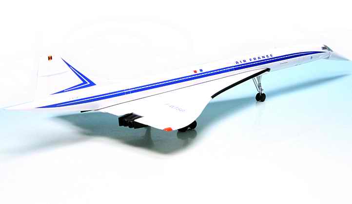 Maquette Concorde Air France 1/250 Test livery F-WTSB en métal nez mobile Schuco