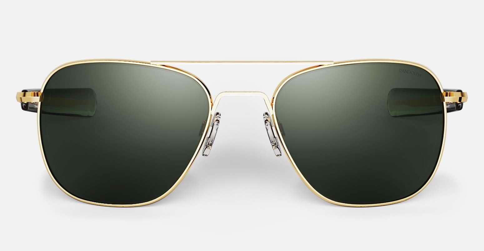 LUNETTES DE SOLEIL aviateur monture or verre vert Randolph Aviator