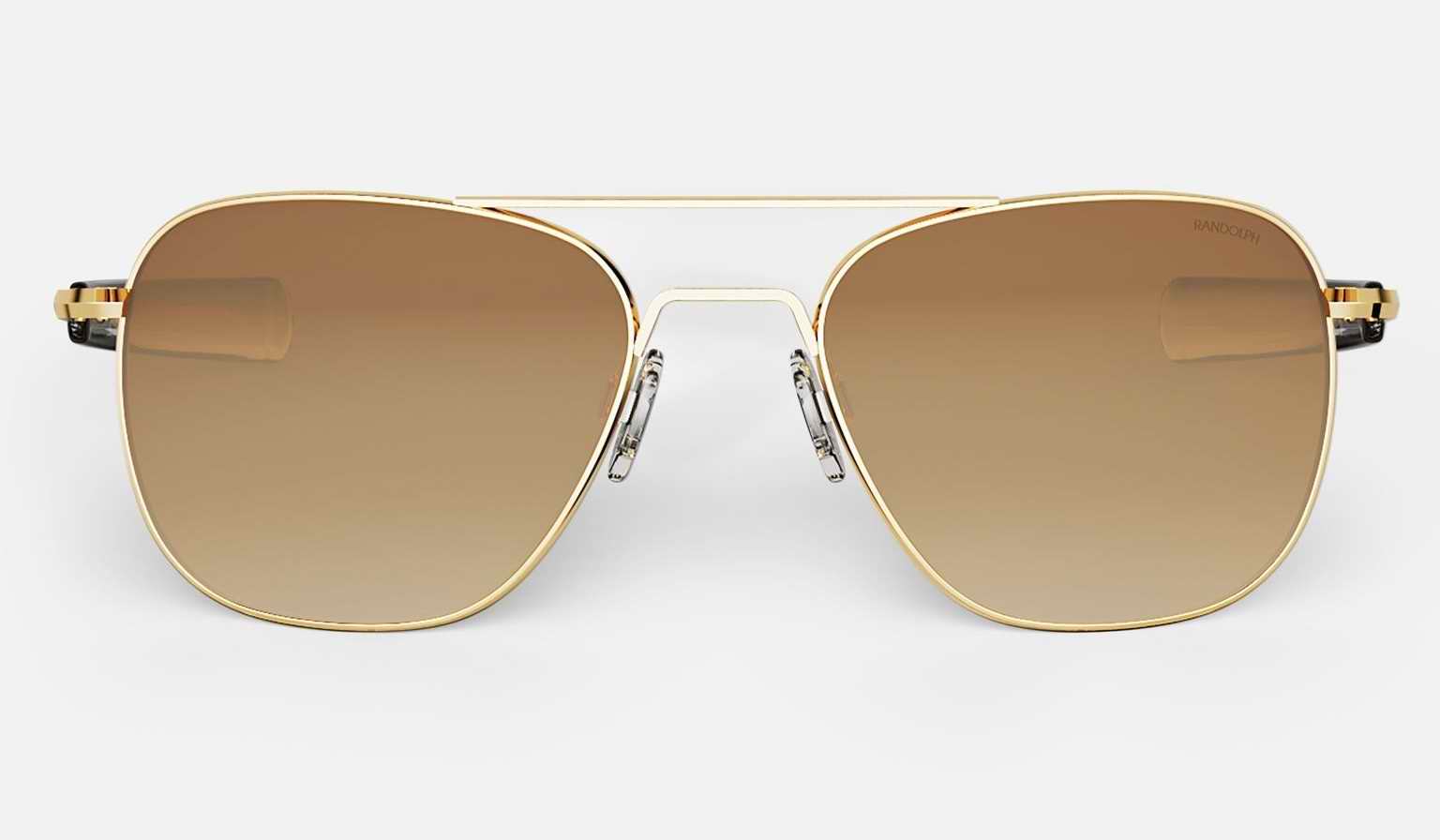 LUNETTES DE SOLEIL aviateur monture or verre marron clair Randolph Aviator