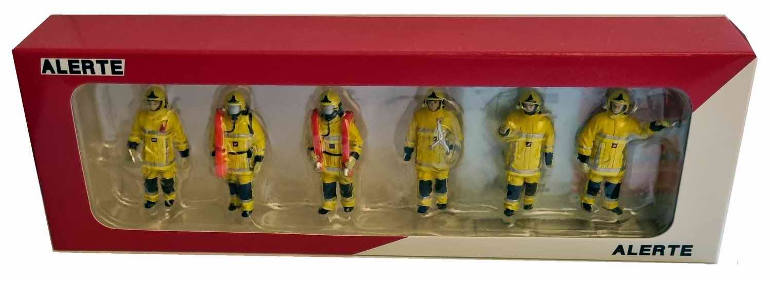 Figurines Sapeurs Pompiers Feux urbains Tenues Jaunes 1/43 ALERTE