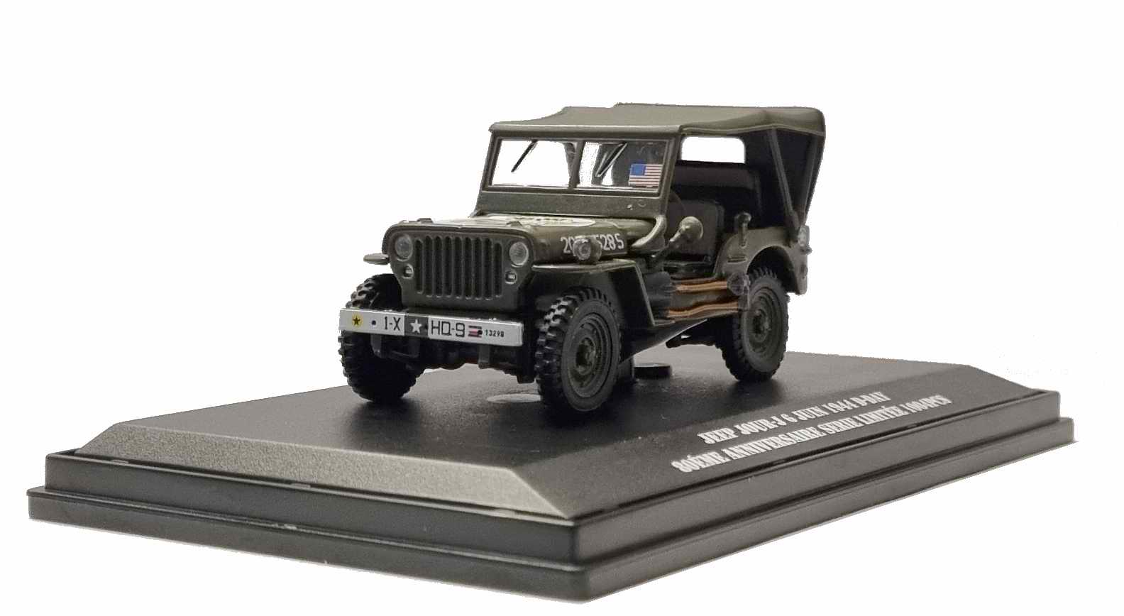 Voiture Jeep Willys capote Militaire US ARMY D-DAY 6 Juin 1944 Oliex 1/43