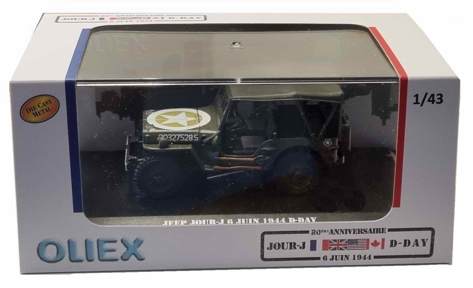 Voiture Jeep Willys Jour-J fermé Militaire US ARMY D-DAY 6 Juin 1944 Oliex 1/43