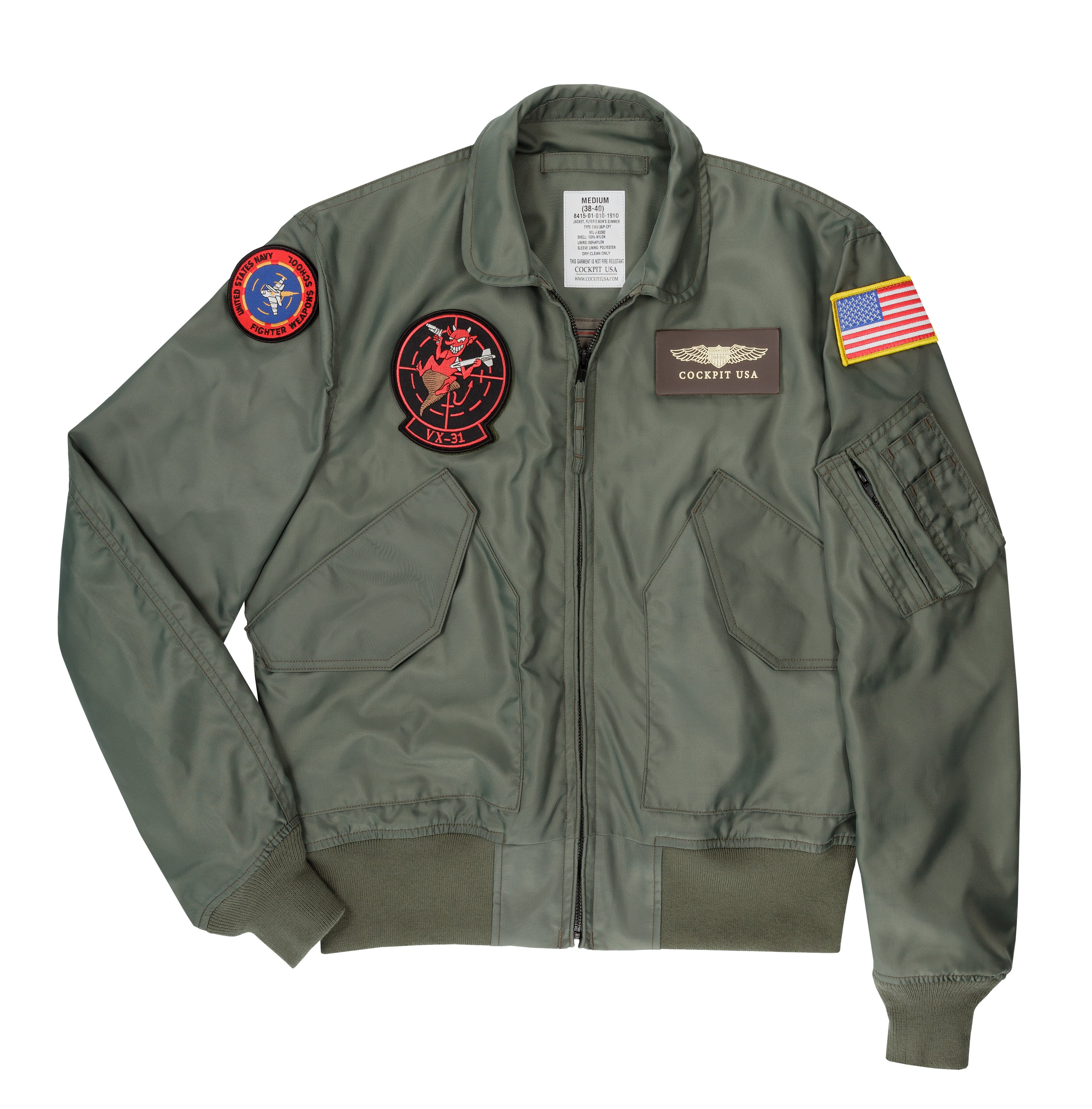 Blouson aviateur Movie Hero CWU36P Top Gun Tom Cruise COCKPIT USA AVIREX