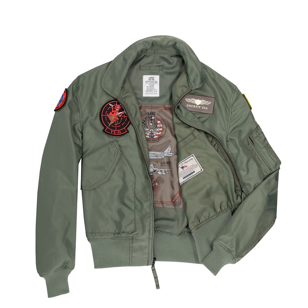 veste aviateur film topgun CWU36P Maverick vert kaki Top Gun Tom Cruise COCKPIT USA AVIREX