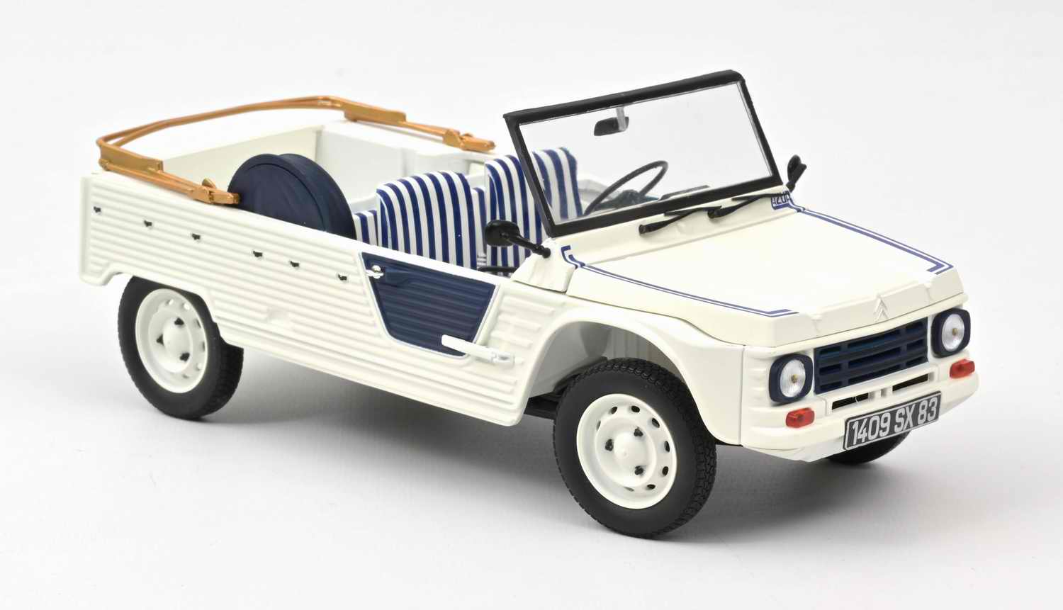 Voiture Miniature CITROENMéhari Azur Blanc Bleu 1983 1/18 méari NOREV