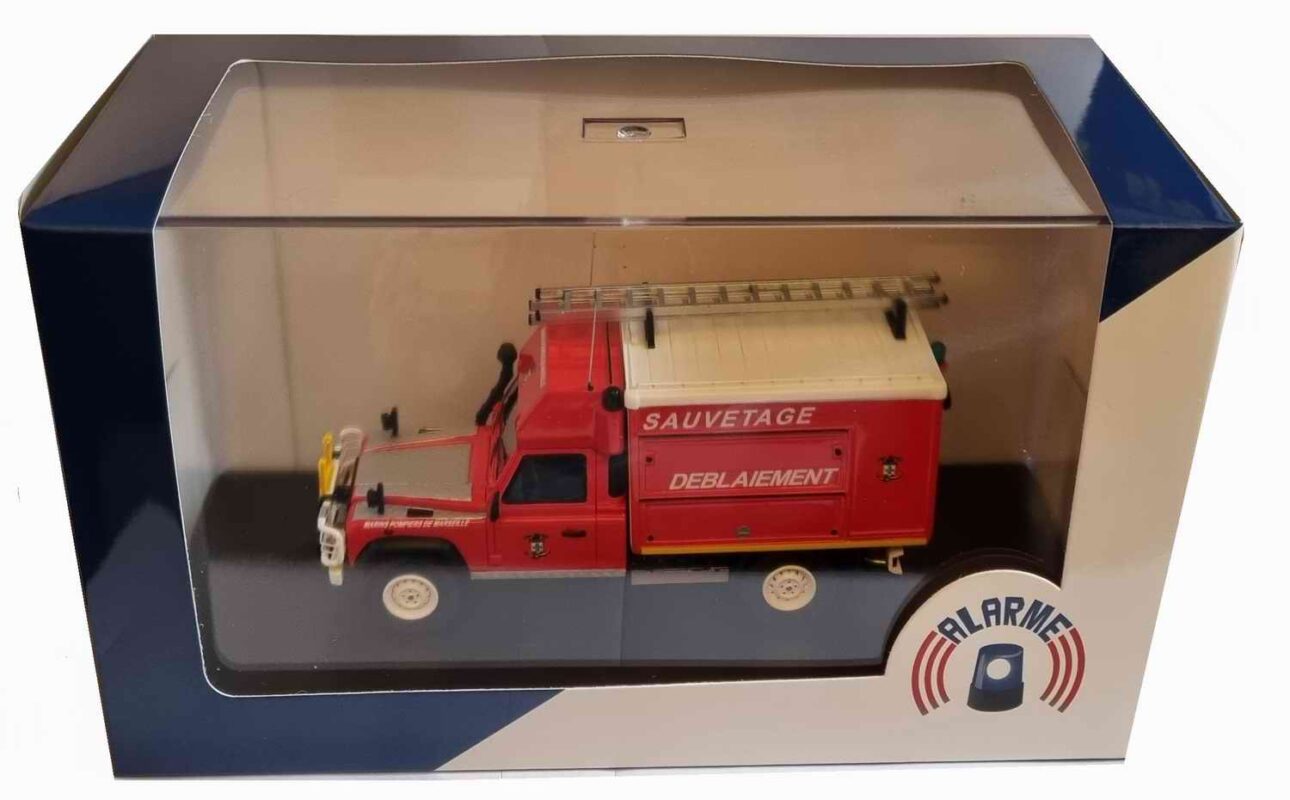 Véhicule Miniature Land Rover 130 Sanicar Pompiers - Avec Alarme Lumineuse/sonore, Neuf