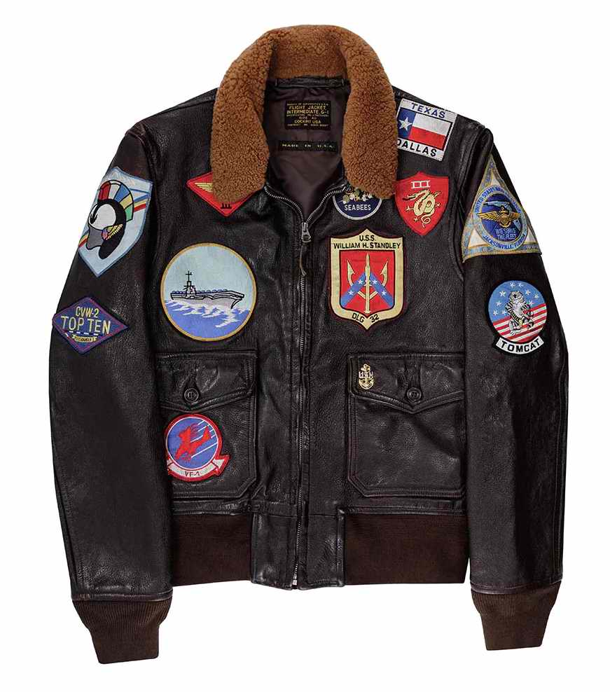 Détail blouson NAVY G-1 Top Gun fabriqué Cockpit USA