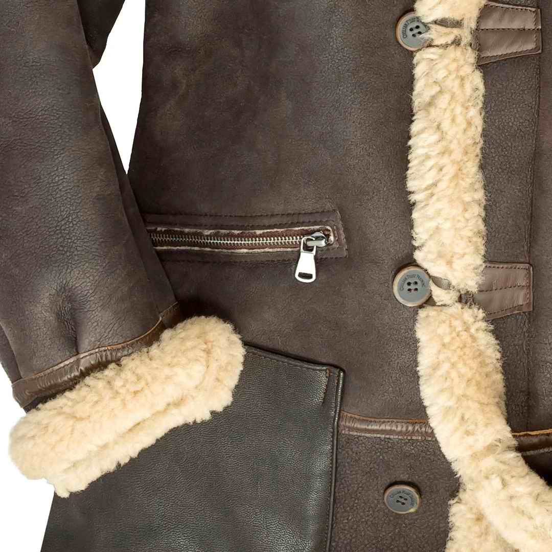 Parka trois car chaude hiver fourrure N3B long cuir WWII Bombardier B7 Aleutianen Cuir Mouton Shearling avec Capuche Fourrure Cockpit usa Avirex