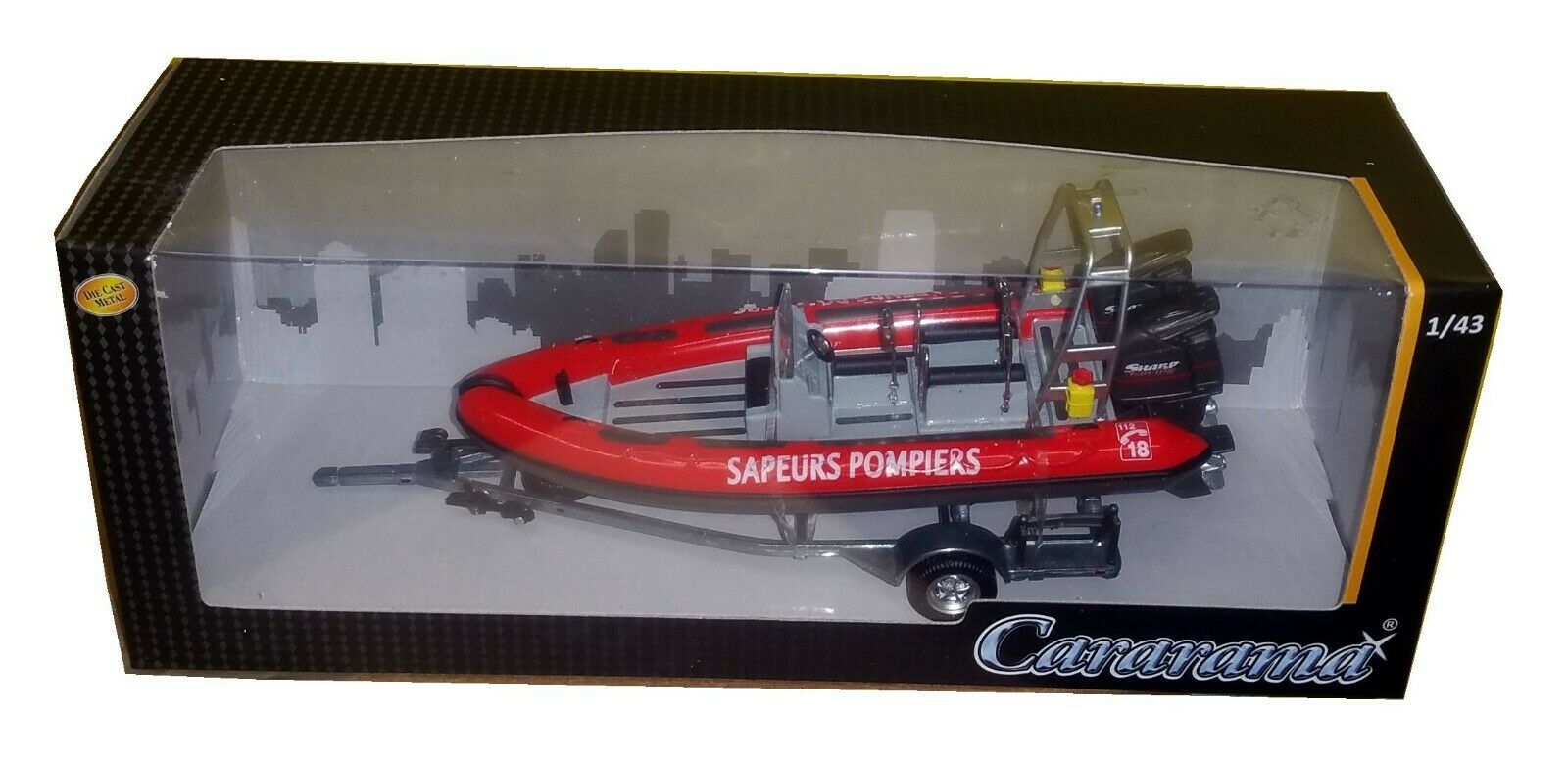 remorque bateau Zodiac pompiers 1/43