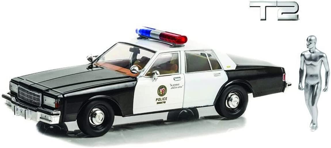 Voiture Chevrolet Caprice Police Avec Figurine T-1000 Métal Liquide 1/18 TERMINATOR 2 T2 jugement dernier