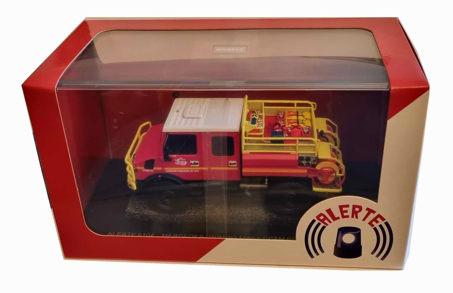 Miniature MERCEDES Unimog 1550L CCFM BBA SDIS 83 Roquebrune-sur-Argens Camion de Sapeurs Pompiers du Var 1/43 Alerte