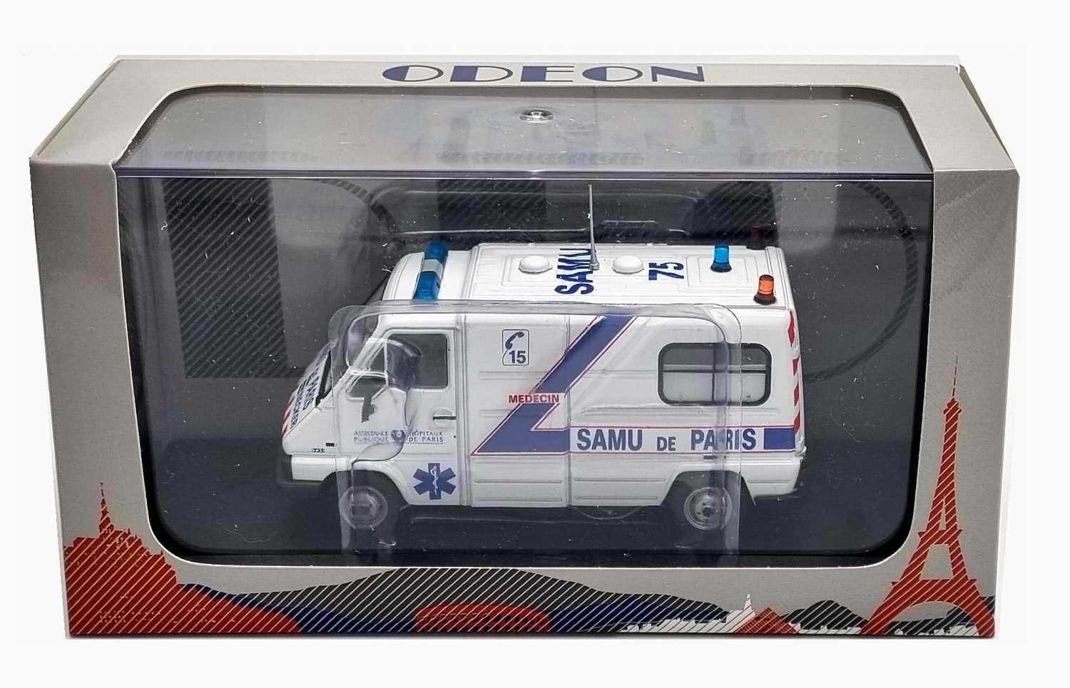 Miniature Ambulance Renault Masteu9**r T35 Hôpital SAMU 75 SAMU DE PARIS 1/43 Odeon