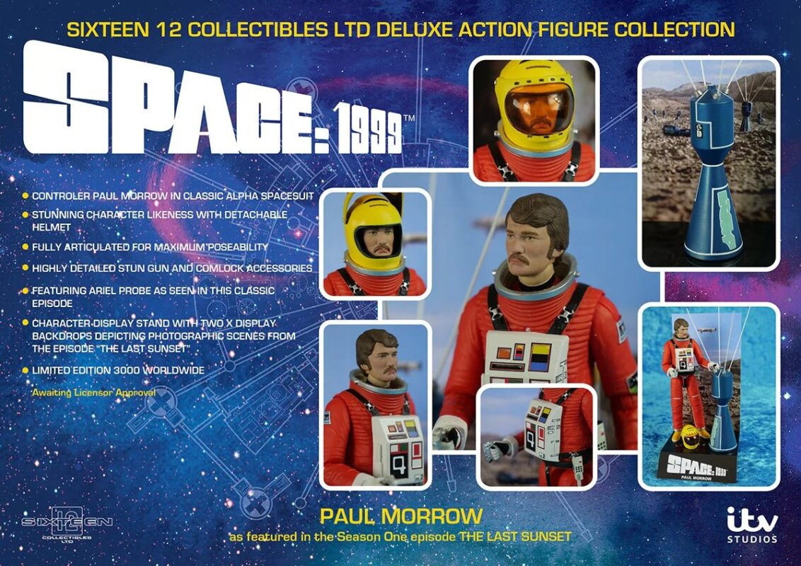 Odeon Sixteen 12 Cosmos 1999 Figurine du Commandant en Second Paul Morrow en Combinaison Spatiale Alpha avec La Capsule De La Sonde Ariel Edition Limitée 3000 pcs