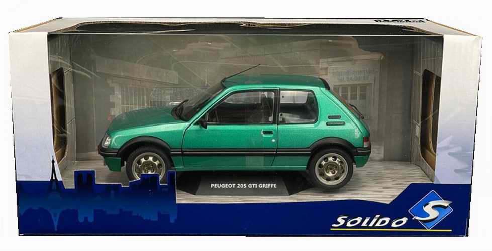 Voiture Miniature PEUGEOT205griffe GTI 1992 Vert fluorite Solido 1/18
