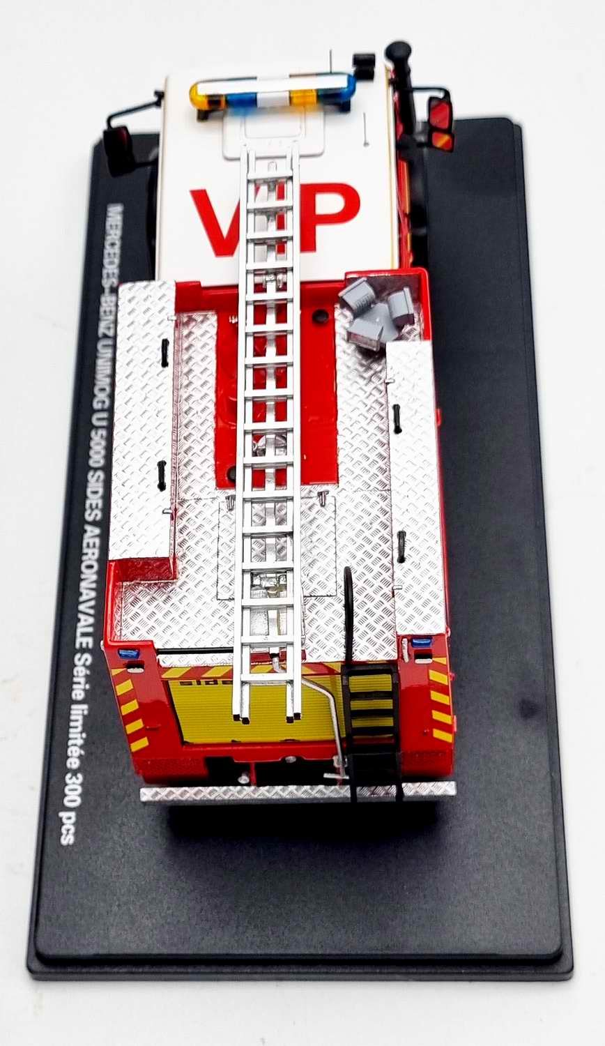 Miniature MERCEDES Unimog 5000SIDES AERONAVALE Camion de Sapeurs Pompiers 1/43 Alerte