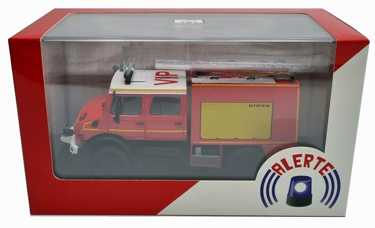 Miniature MERCEDES Unimog5000 SIDES AERONAVALE Camion de Sapeurs Pompiers 1/43 Alerte