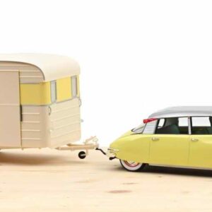 CITROËN DS 19 de 1960 Jaune Jonquille Avec Caravane Digue