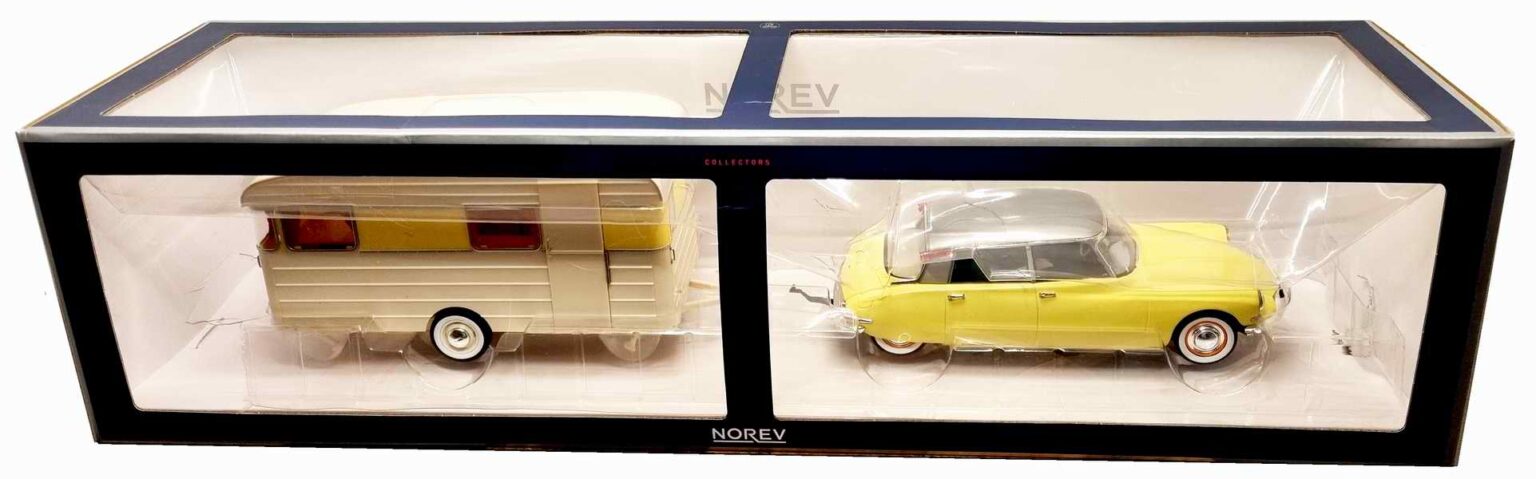 News 1:18 Norev Citroën DS19 1958 mit Caravane Digue Panoramic 1960