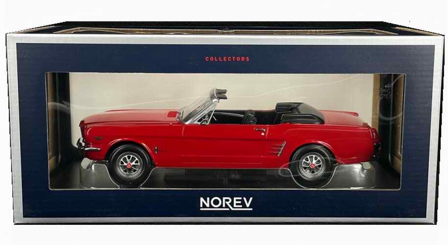Voiture miniature FORD MustangCabriolet 1966 Rouge Signal Flare Norev 1/18