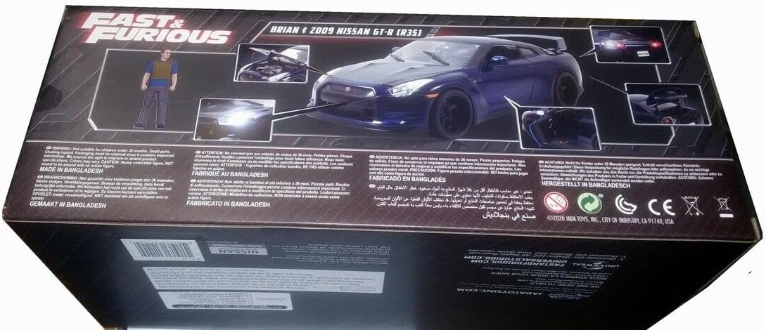 miniature Nissan GTR R35 Bleu Métallisé Carbon Fast And Furious 7 1/18 Phare Feux LED