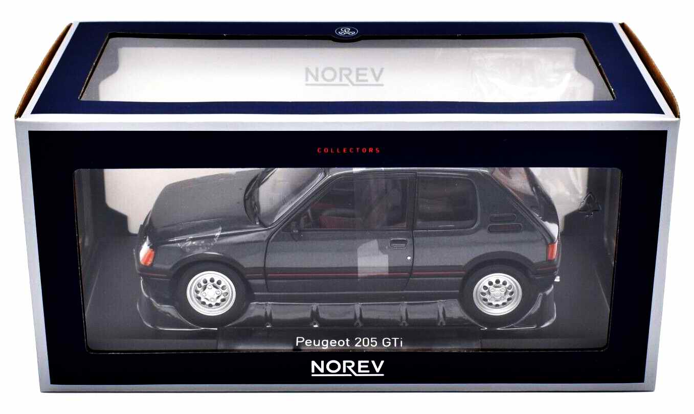 Voiture miniature PEUGEOT peujo 205 GTI 1.6 1988 Gris Graphite NOREV 1/18