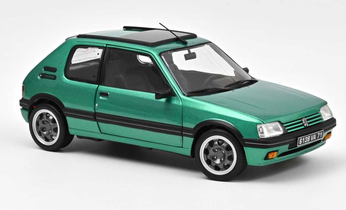 Voiture miniature PEUGEOT205 Grife 1991 Vert Fluorite NOREV 1/18