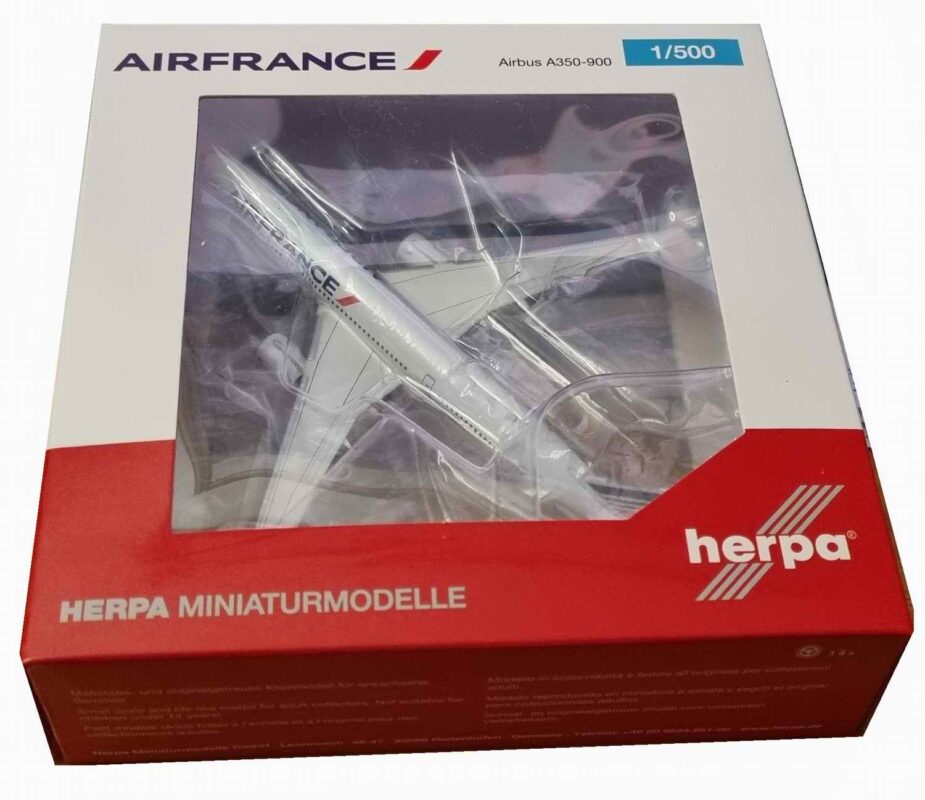 Maquette Air France A350-900 – Échelle 1/200 – En ABS à Assembler – Avec Support – 33,5 X 32,38 X 8,53 Cm – Collection Ou Cadeau