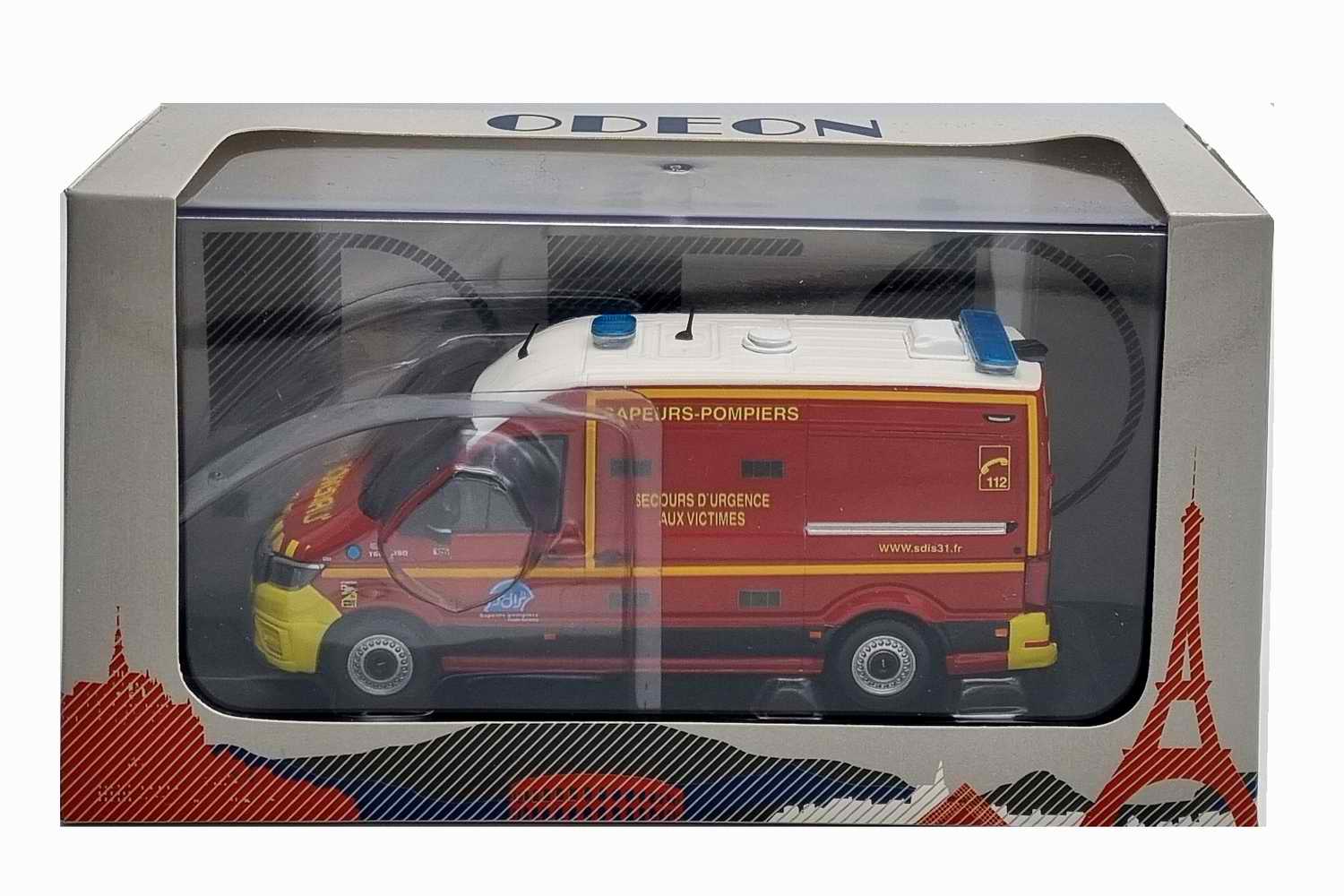 Miniature Ambulance MAN TGE L2H2 GIFA VSAV DES SAPEURS POMPIERS SDIS 31 1/43 Odeon
