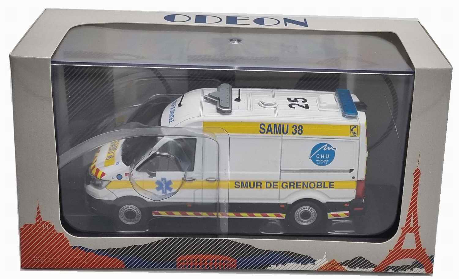 Miniature AMBULANCE DE REANIMATION MAN TGE L2H2 GIFA SAMU 38 SMUR CHU DE GRENOBLE 1/43 Odeon