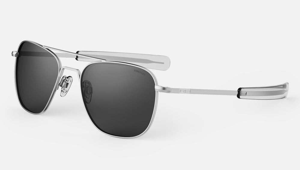 Lunettes de Soleil AVIATOR Monture Chrome Mat Verres SkyTec Gris Americain RANDOLPH Engineering MADE IN USA Capachat