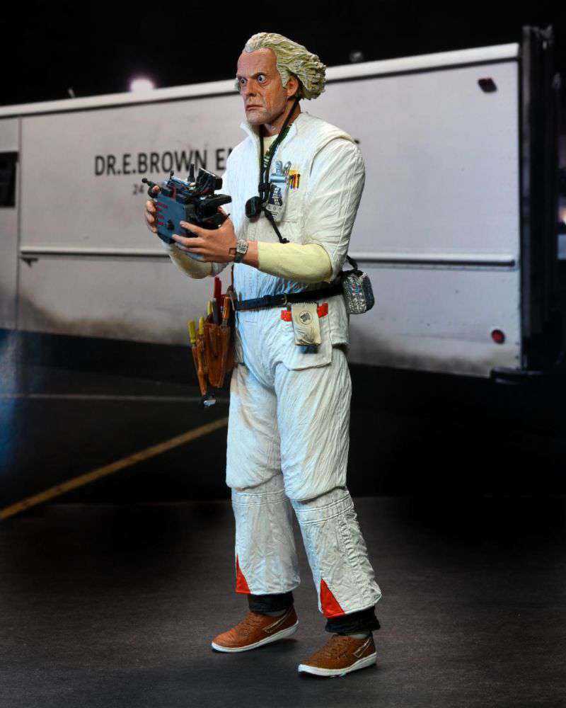 Figurine Doc Emmett Brown avec télécommande DeLorean, Retour Vers le Futur 1