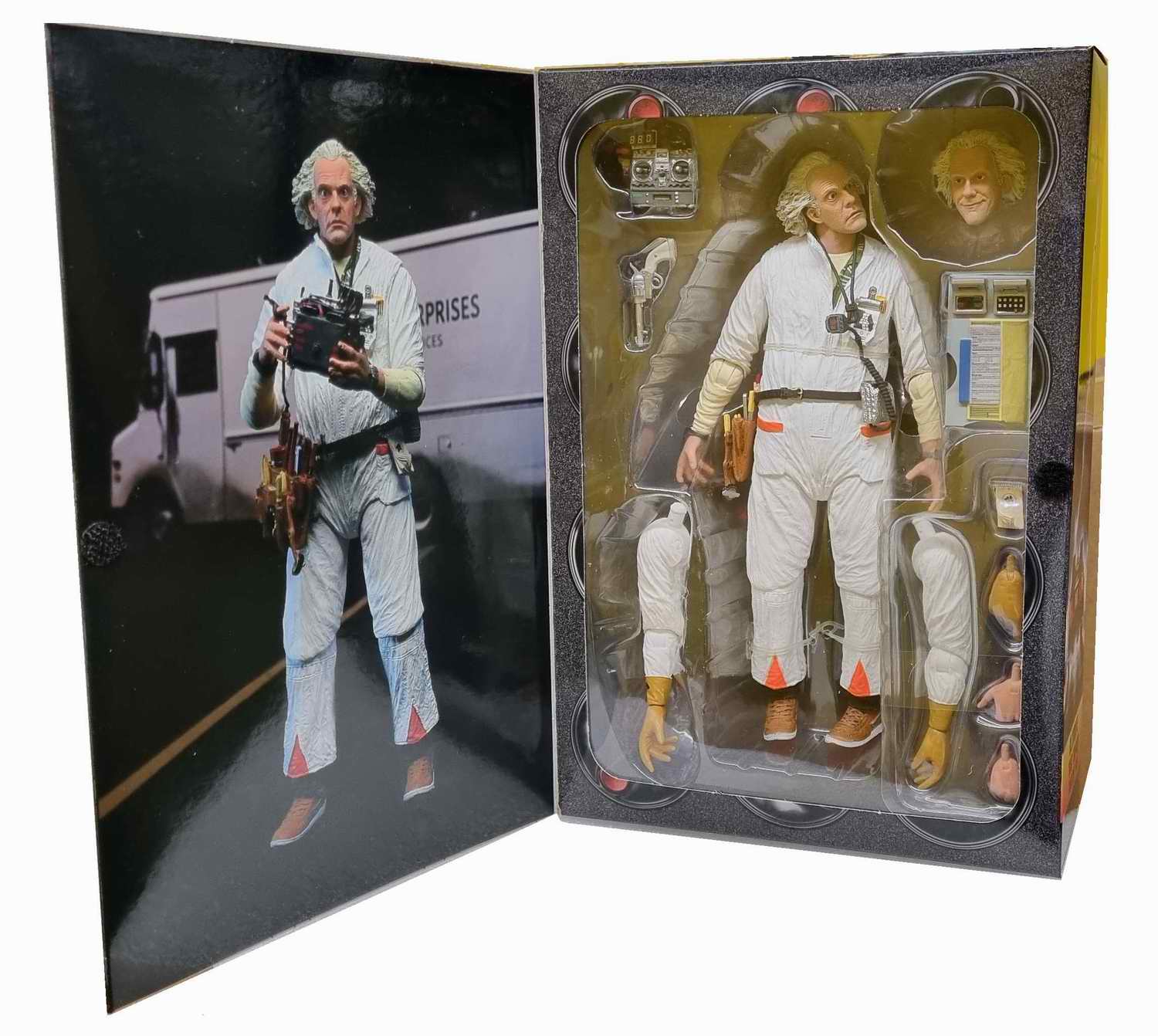 Boîte de collection de la figurine Doc Emmett Brown, Retour Vers le Futur 1