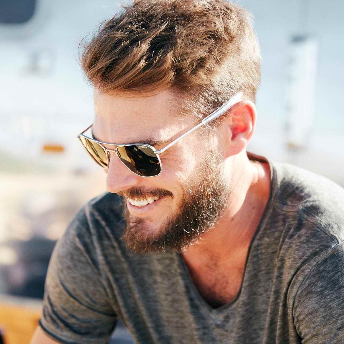 LUNETTES DE SOLEIL aviator monture chrome argent verre vert Randolph