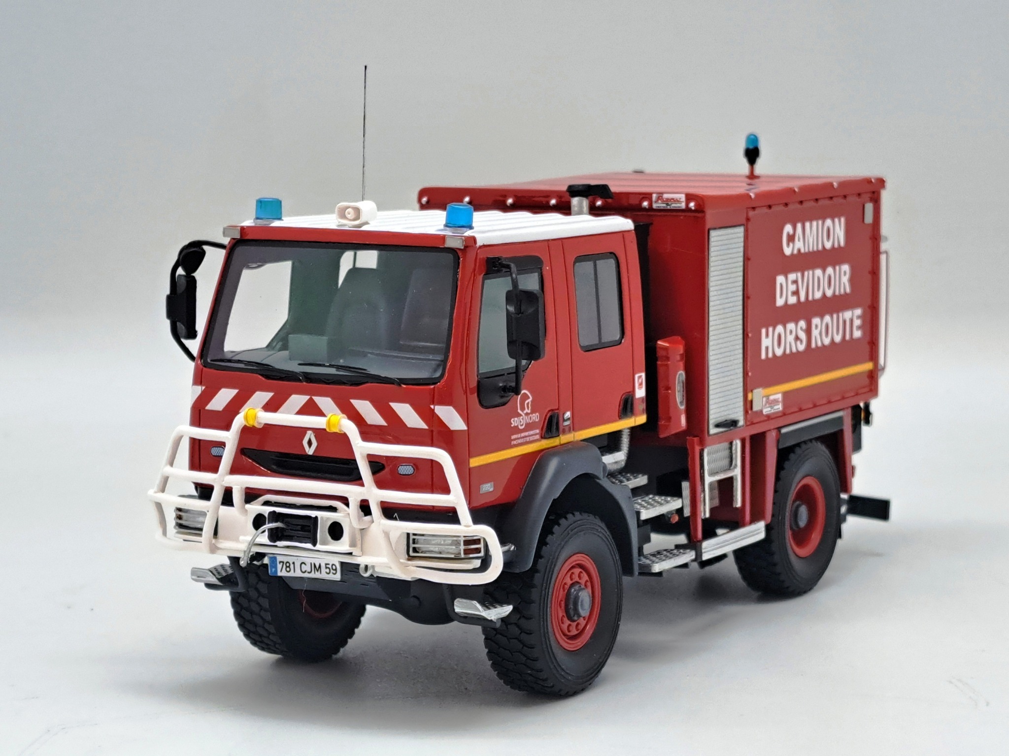 Camion de Pompiers Renault Midlum CDHR SDIS59 Nord 1/43 Camion Dévidoir Hors Route