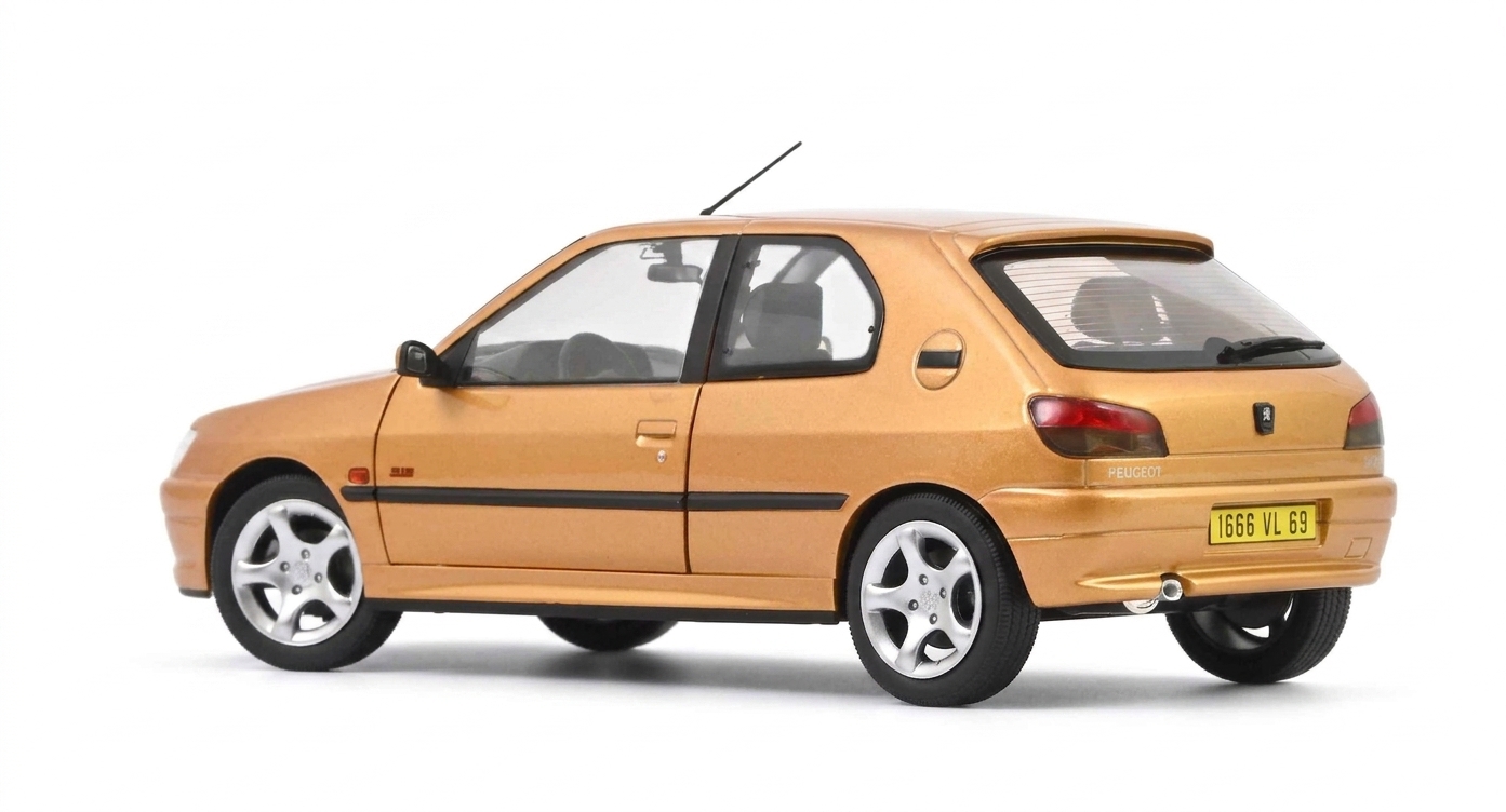 Voiture miniature PEUGEOT 306 S16 1997 Jaune Vermeer Norev 1/18