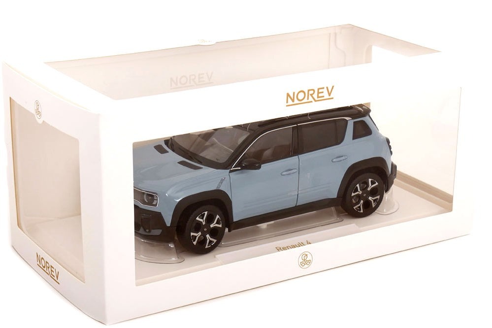 Voiture miniature RENAULT4ETech Electrique 2025 bleu nuage 1/18 Norev